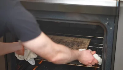 Compare the results: the steel-baked pizza is significantly better cooked than the stone-baked pizza.