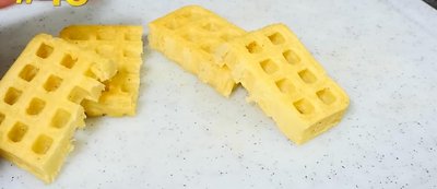 Slice potato waffles.