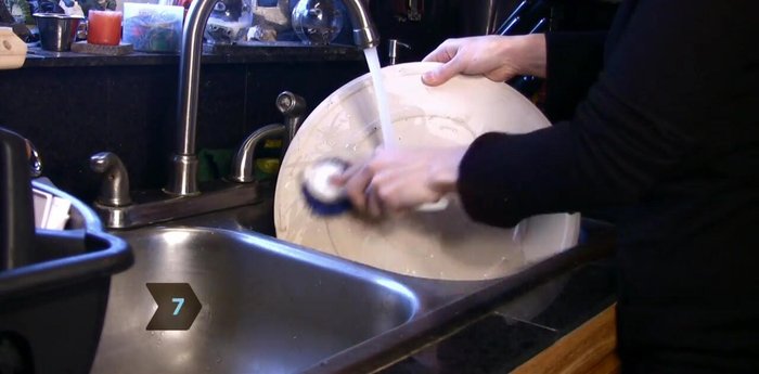 Let the stone cool and clean with warm water (no soap).