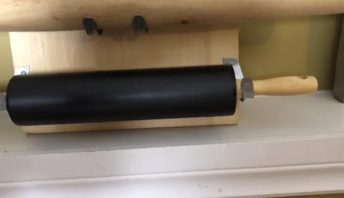 Modify hooks for wider rolling pins (optional): If you have wider rolling pins, you might need to saw the hook in half to create a wider, more secure mounting point.