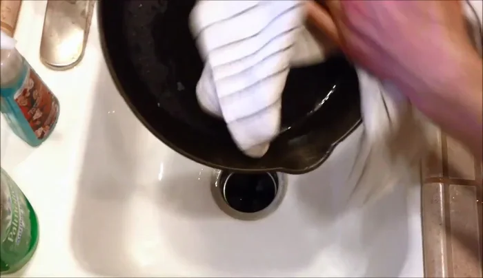 Heat the pan on the stovetop to evaporate any remaining moisture. This prevents rust.