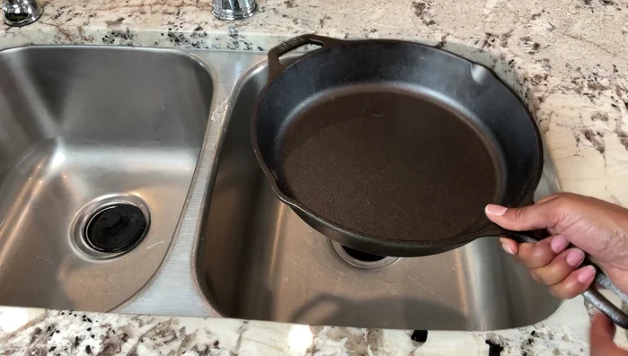 Pre-seasoned cast iron skillet, washed