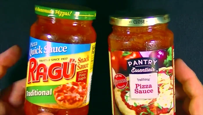 Ragu and Dollar Tree pizza sauces.