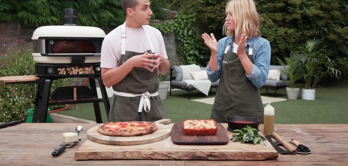 Preheat the blue steel pan in the oven.