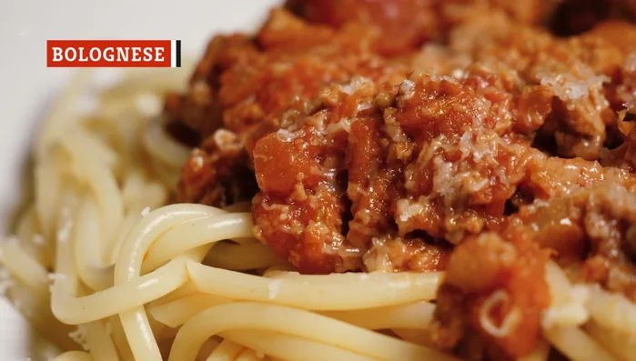 Spaghetti Bolognese with Romano cheese