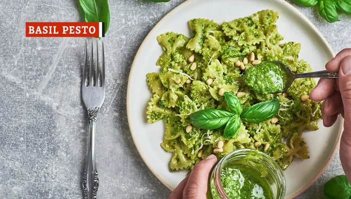 Delicious basil pesto pasta dish