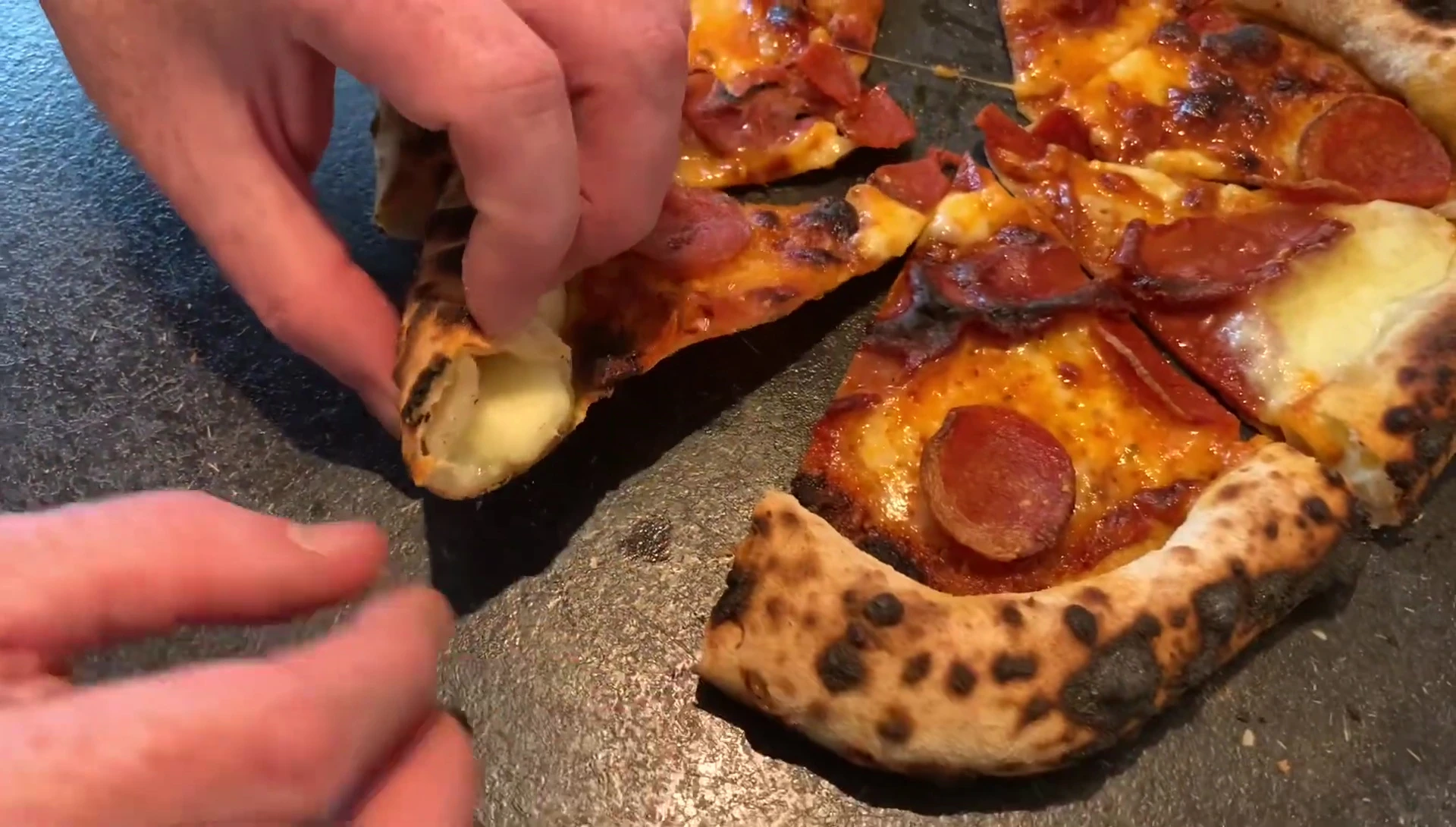 Delicious stuffed crust pepperoni pizza