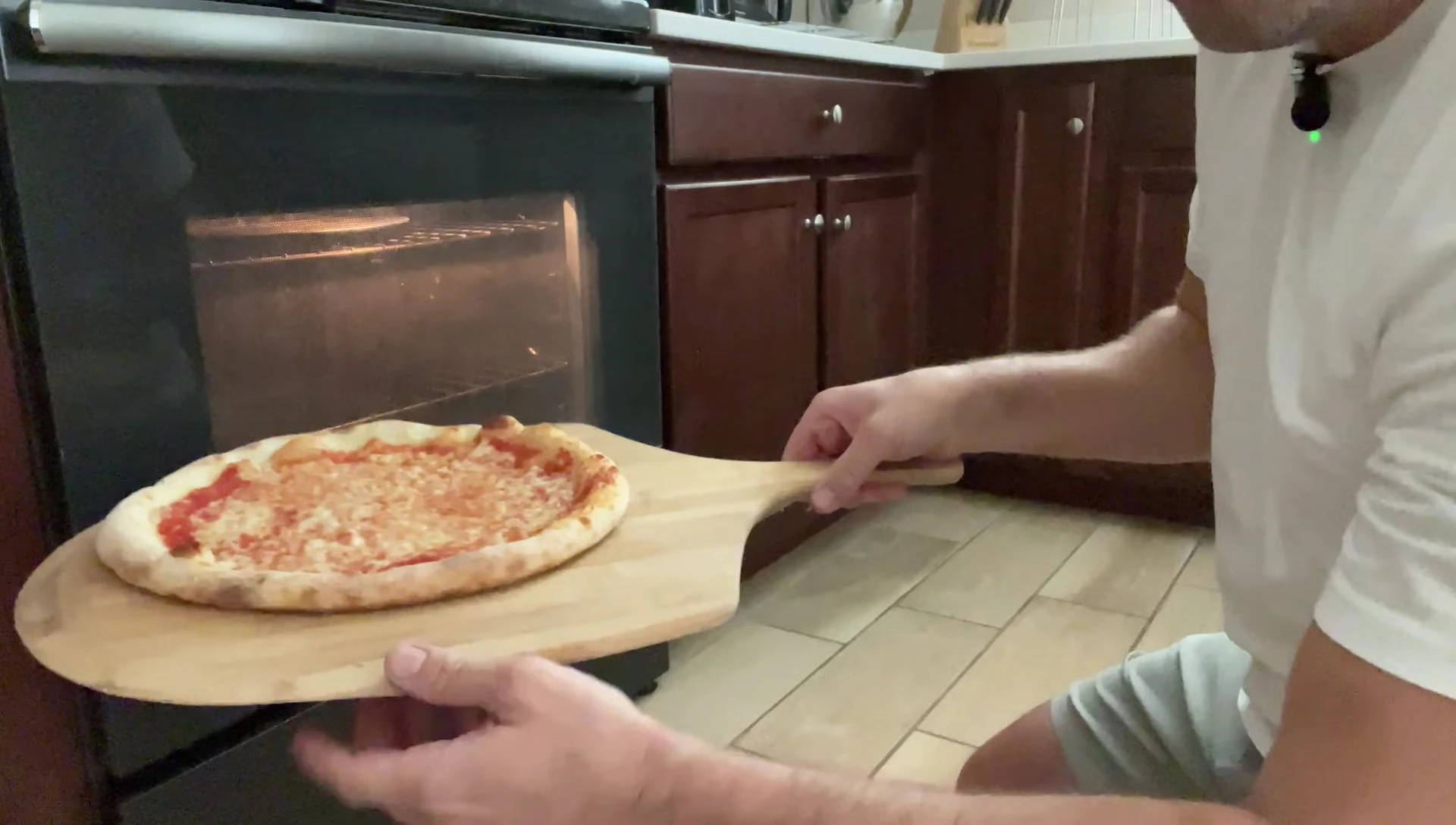 Pizza removed from cast iron pan