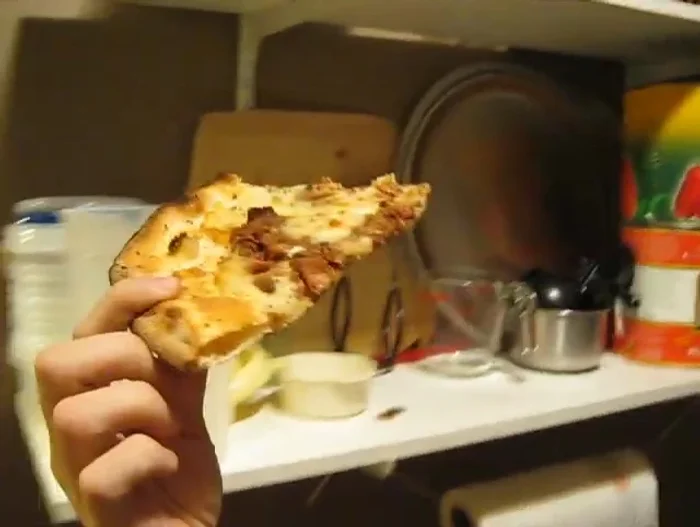 Prepare your pizza slice. Take it out of the fridge.