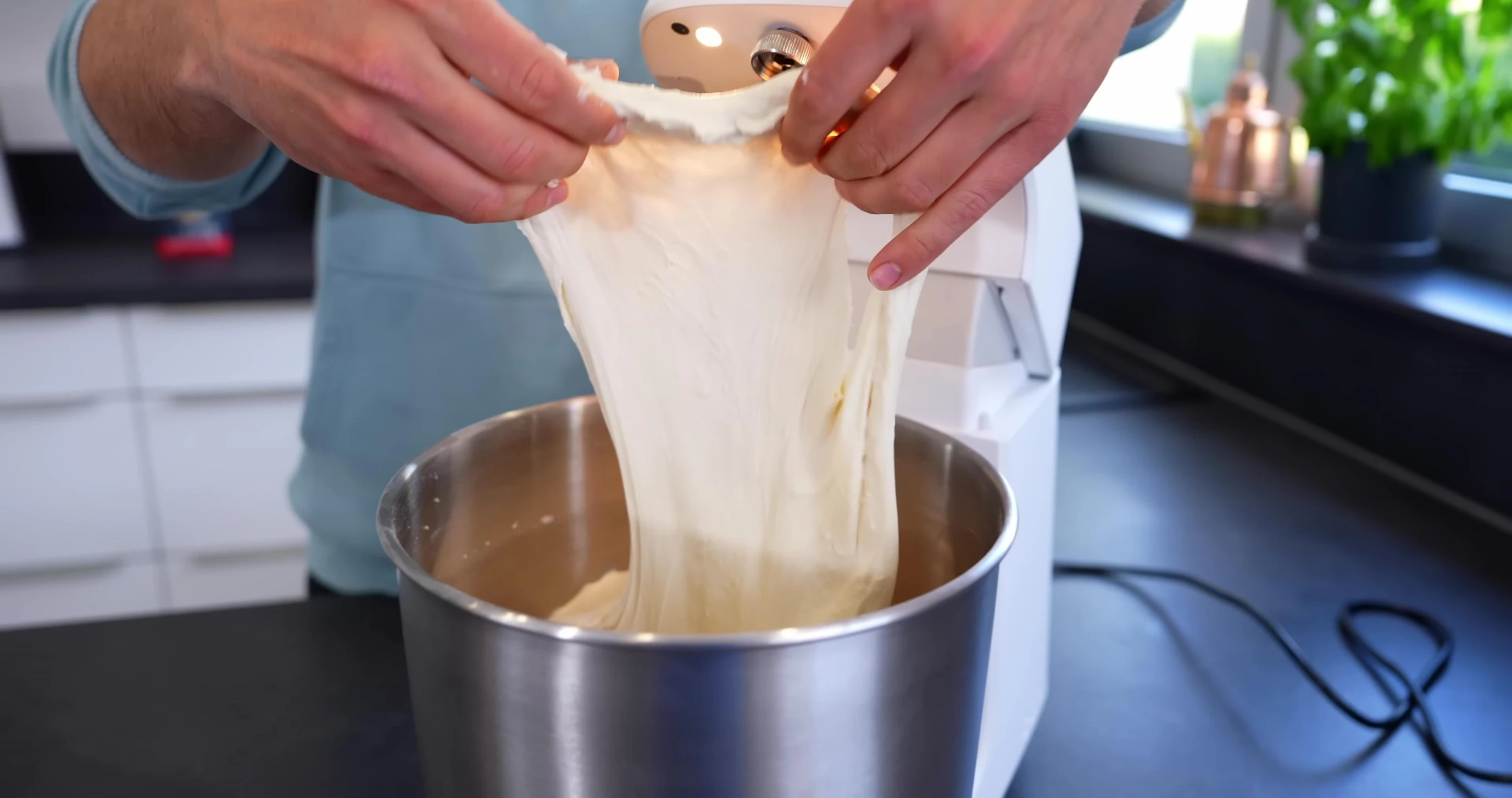 Finished dough being removed
