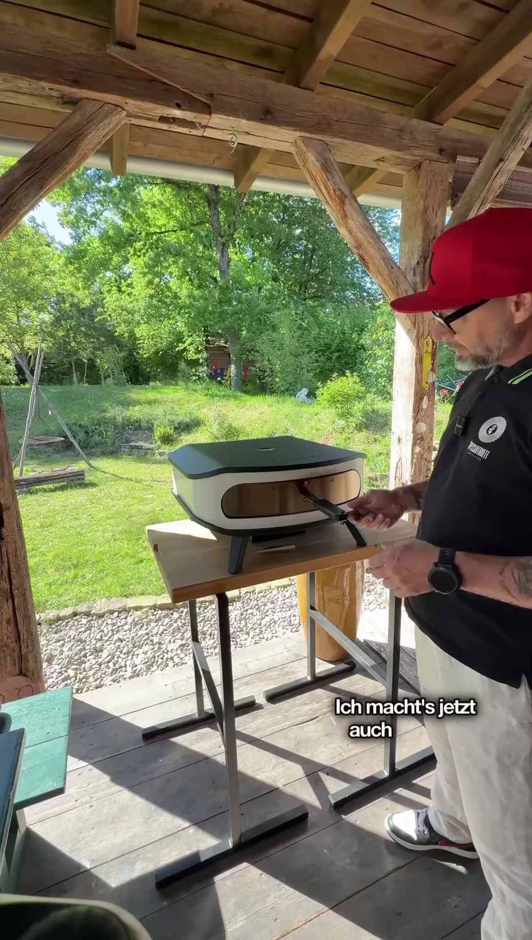 The oven being opened for the first time.