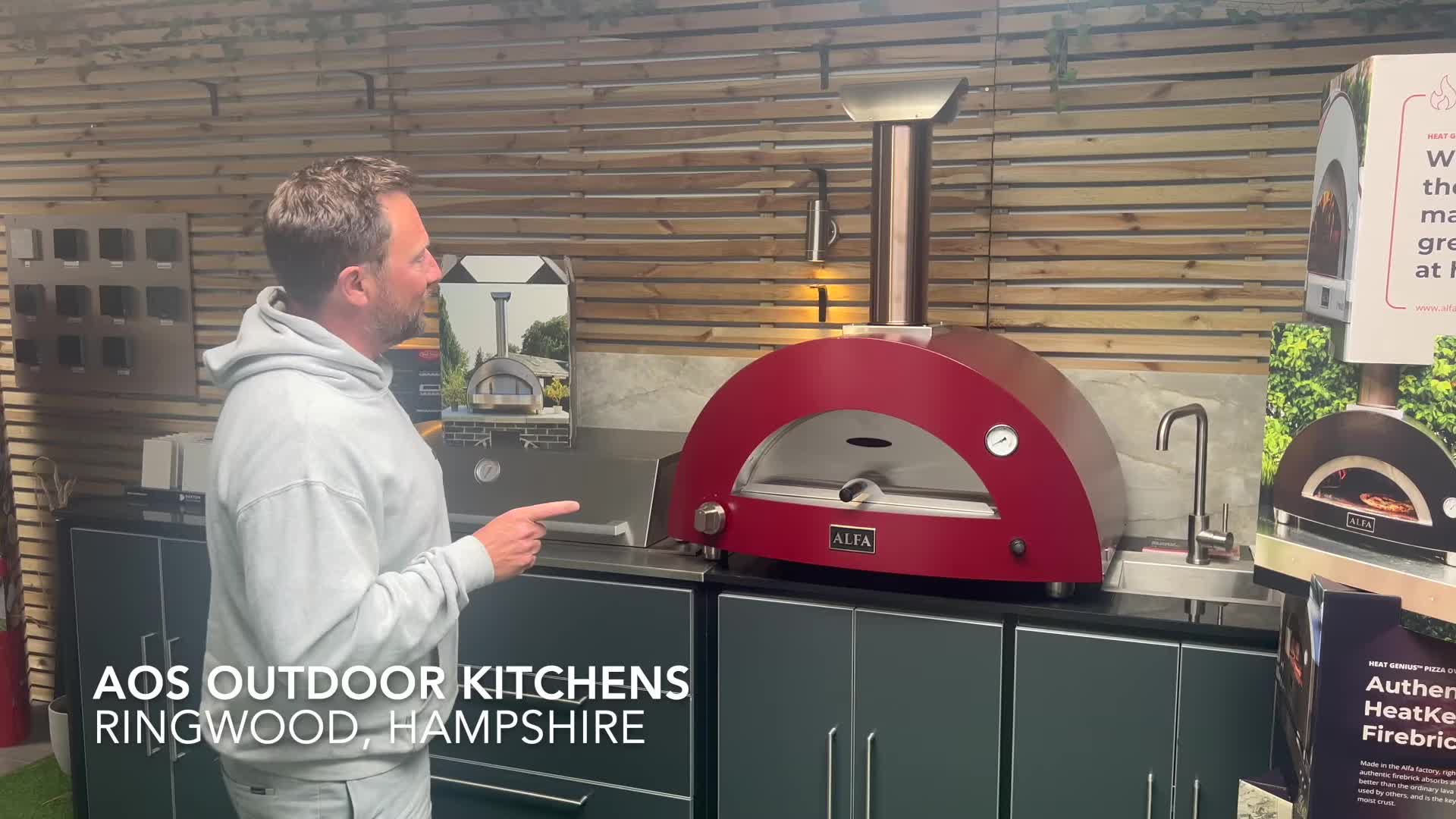 Close-up shot of the Alfa Moderno pizza oven showing the different sizes.