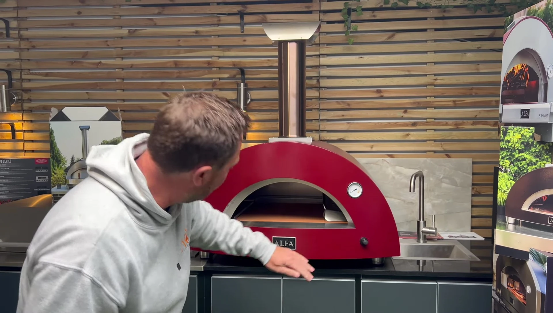 Interior view of the oven showcasing cooking space and refractory stones.