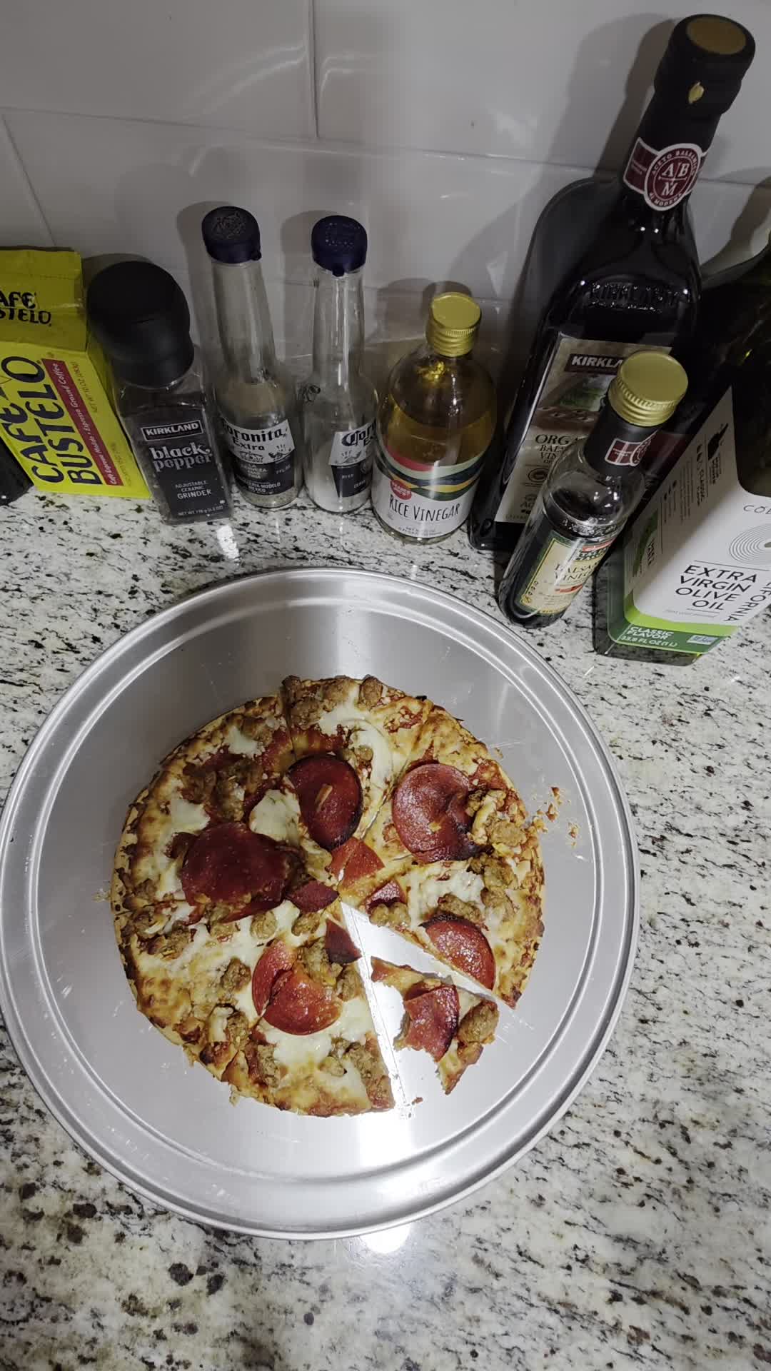 A shot showcasing the thin crust of the pizza.