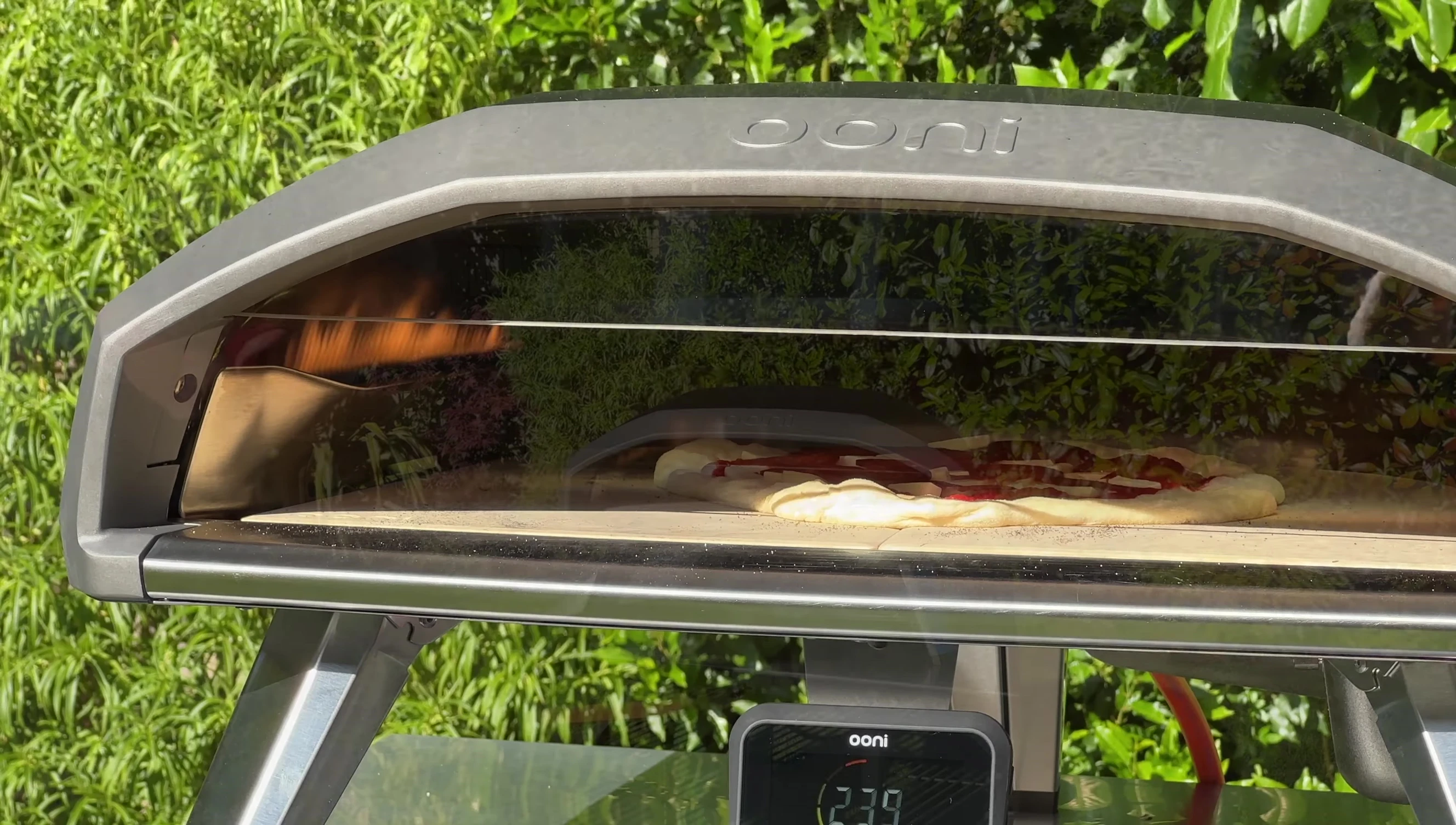 The second cooked pizza, showing better browning.