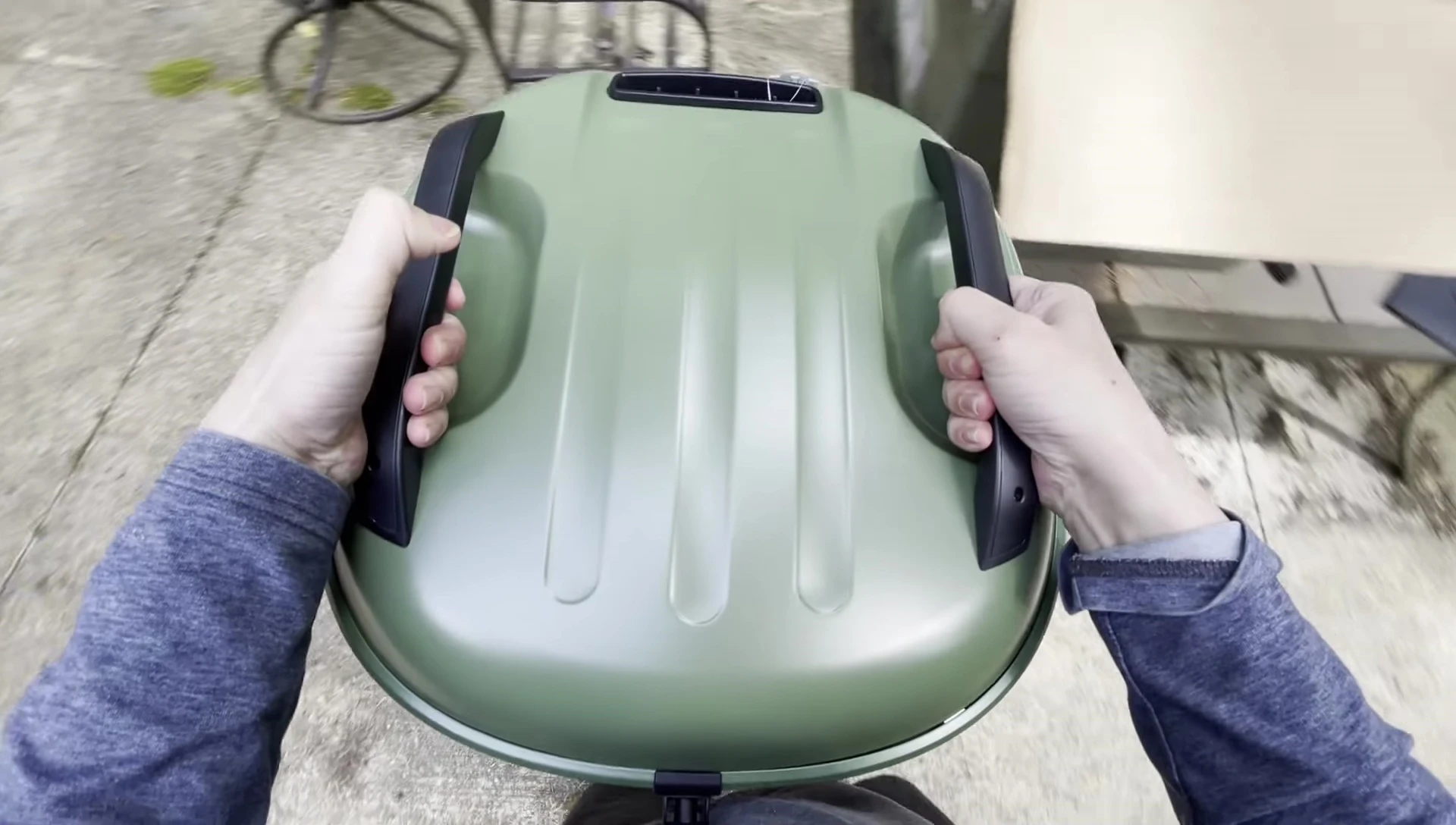 Close-up of the Tread's lightweight design and handles