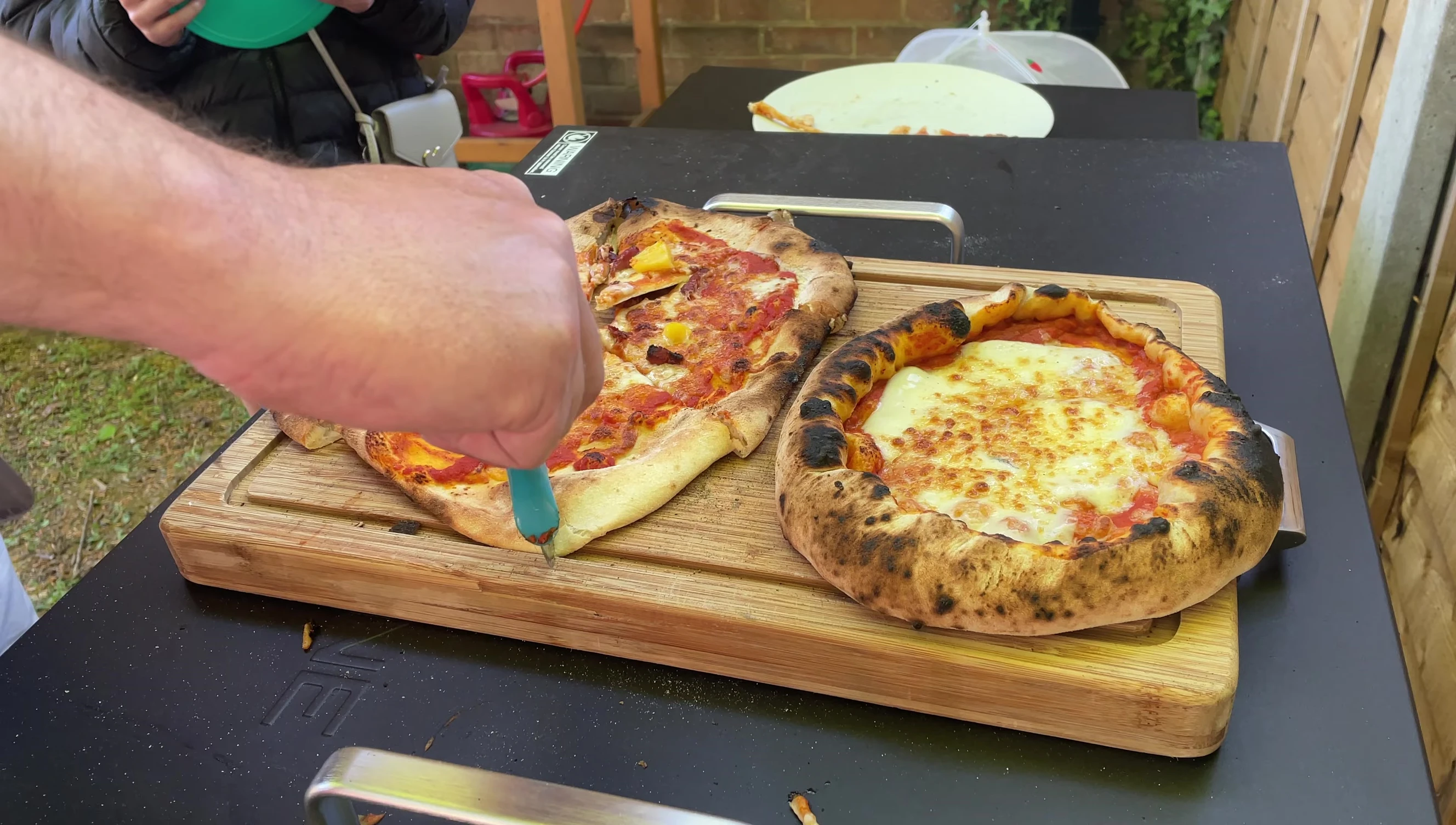 Close-up of the Ooni Koda 12 pizza stone and oven interior.