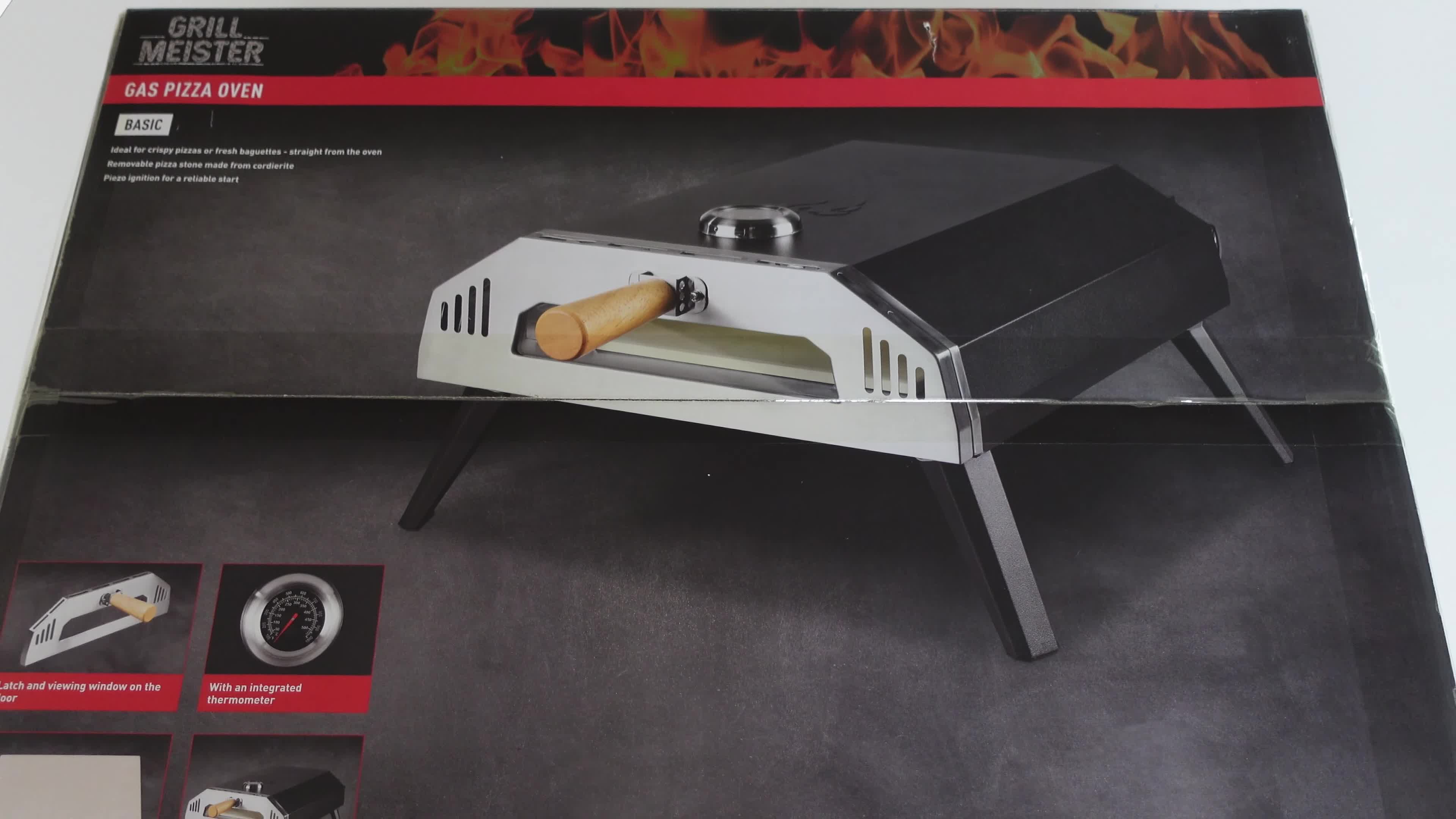 The Grillmeister gas pizza oven box