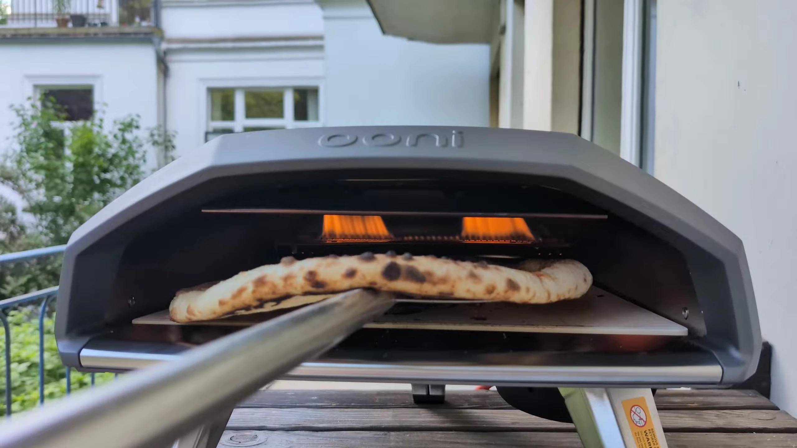 A pizza being baked in the oven