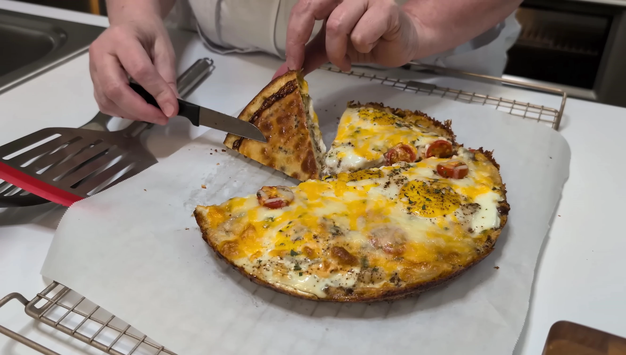Close-up of the crust
