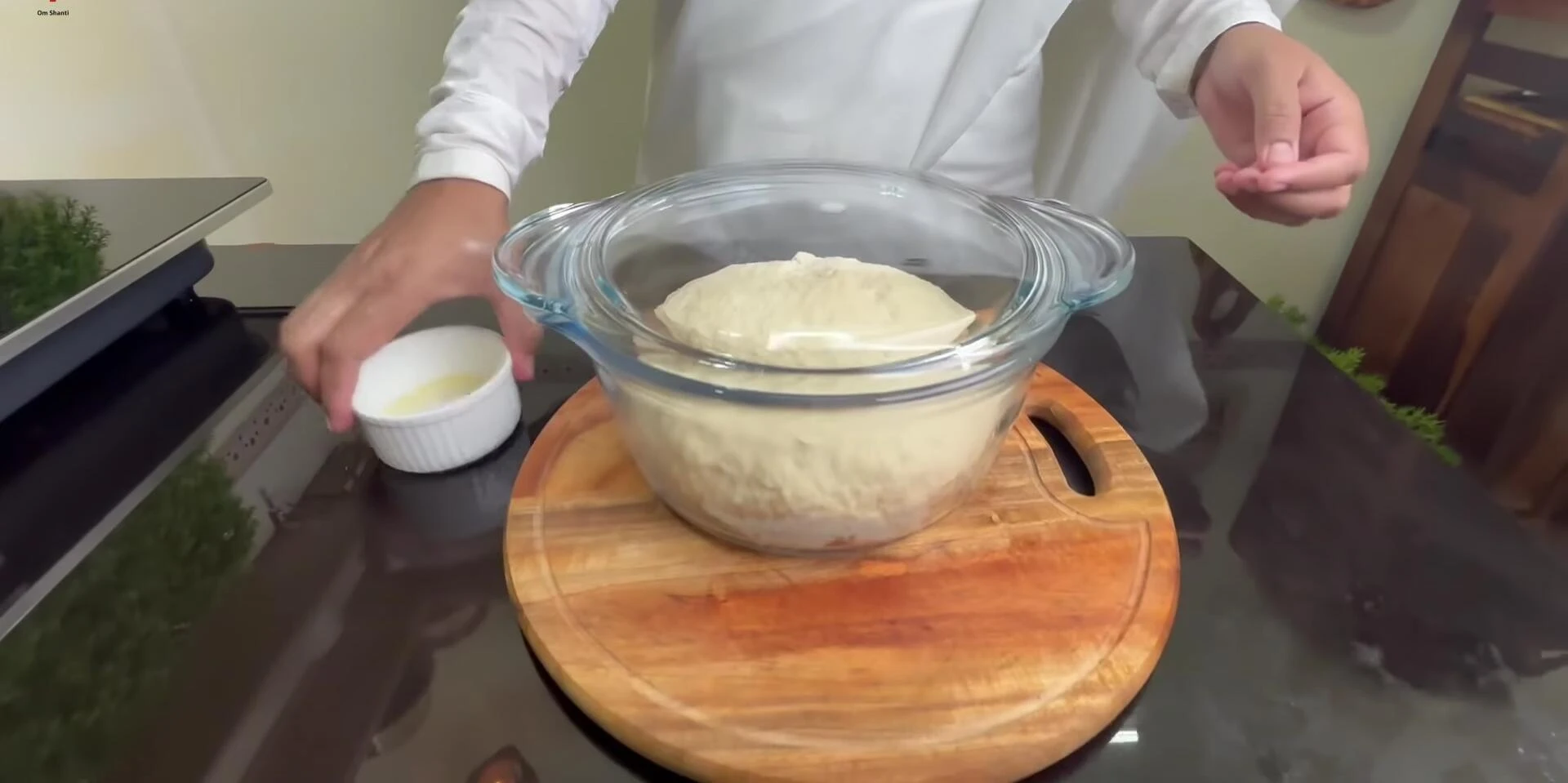 Fermented pizza dough after 4 hours.