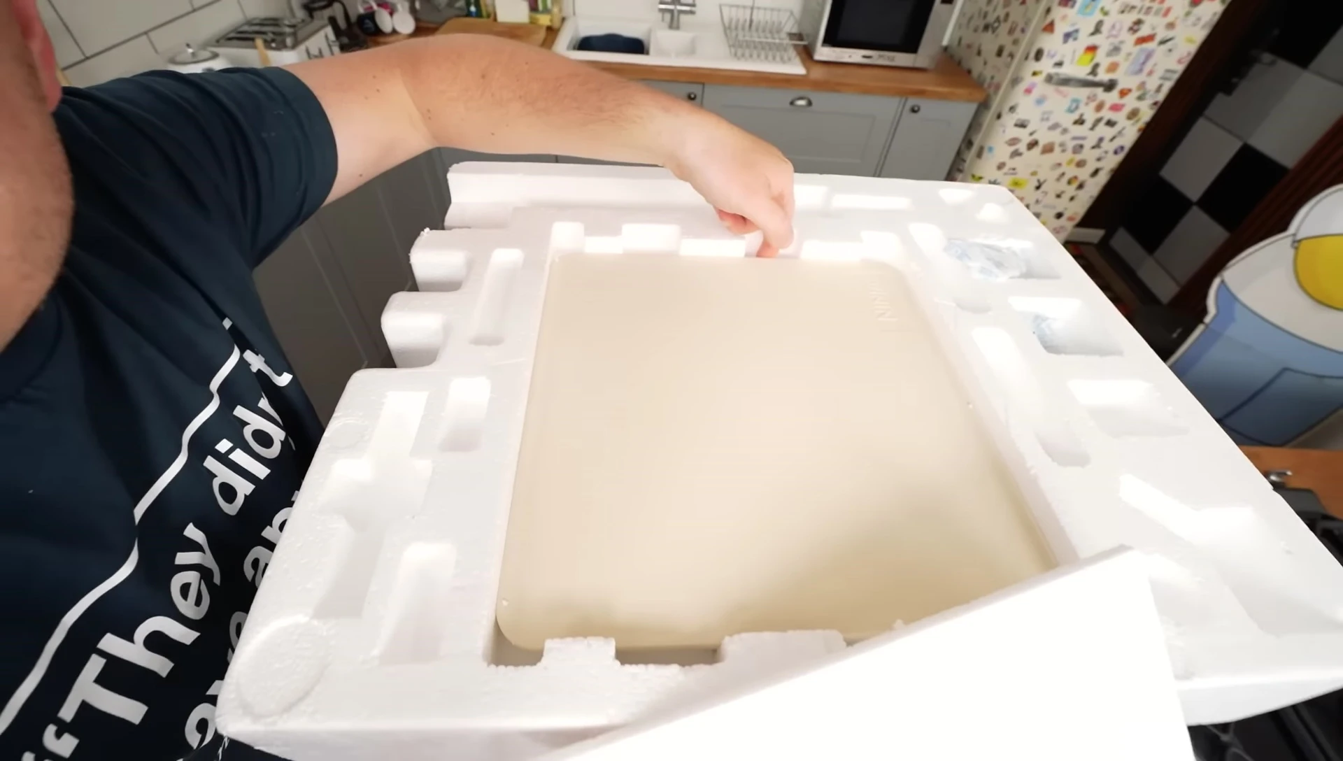 Close-up of the large box containing the Ninja 8-in-1 Outdoor Cooker