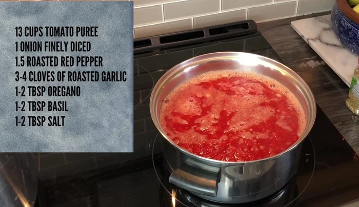 Simmer Sauce: Bring the mixture to a boil and simmer for approximately 2 hours, or until it reaches desired thickness. Add salt, oregano, basil, and brown sugar to taste.