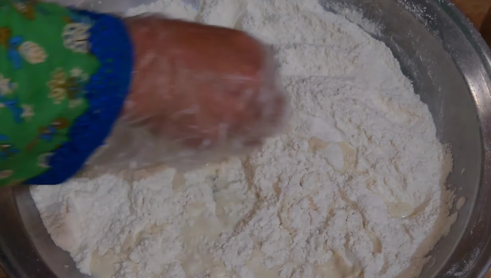 Kneading the pizza dough