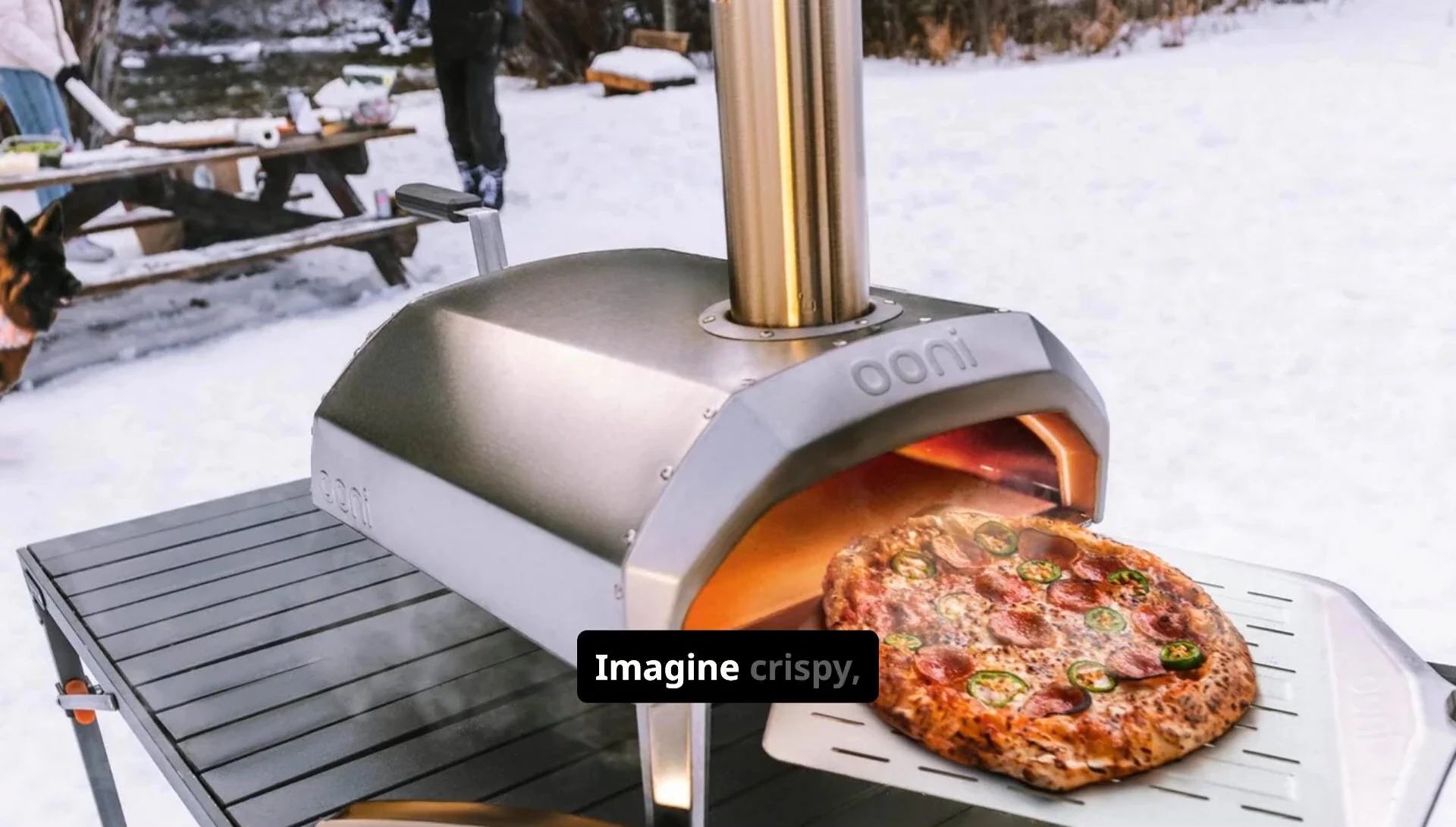 A perfectly cooked Neapolitan pizza, showcasing the 60-second cook time.
