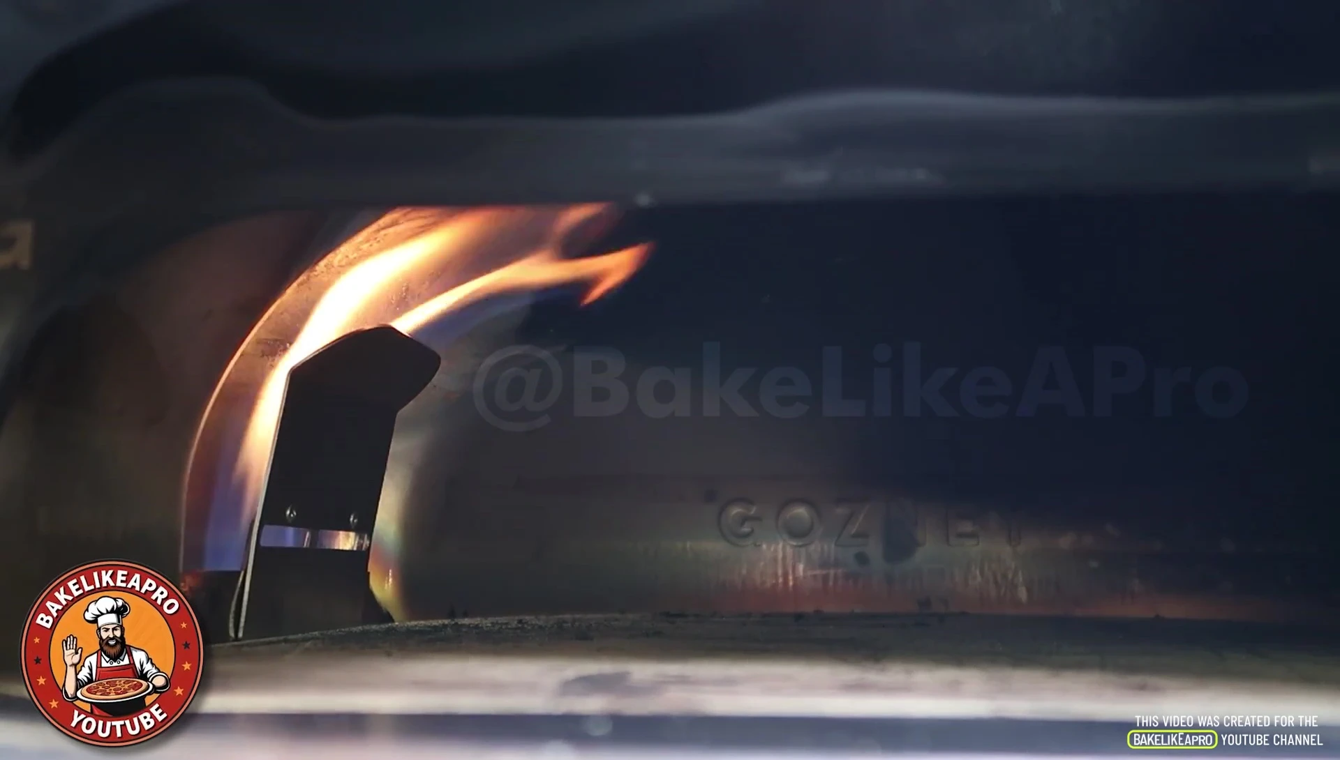 The Gozney Arc XL pizza oven with the flame tamer ON, high flame.